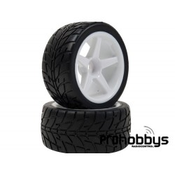 Neumático delantero c/llanta para Buggy 1/10 asfalto y rally