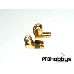 Adaptador antena FPV acodado macho RP SMA / Hembra RP SMA