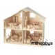 Kit madera casa de muñecas con muebles Pebaro