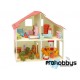 Kit madera casa de muñecas con muebles Pebaro