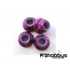 Tuerca aluminio M4 con valona y freno violeta (4 uds)