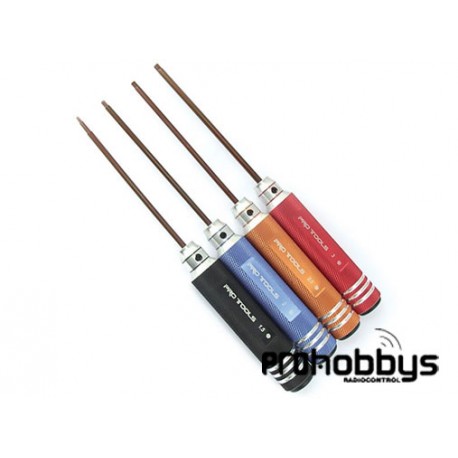 Juego llaves allen 1,5 / 2 / 2,5 / 3mm Mango de aluminio Hobbytech