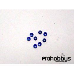 Tuercas aluminio M2,6 con freno (8 uds. azul)