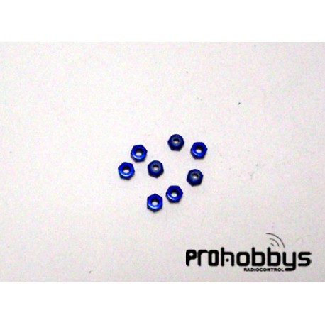 Tuercas aluminio M2,6 con freno (8 uds. azul)
