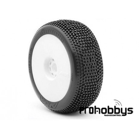 Ruedas AKA 1:8 BUGGY IMPACT (SOFT - LONG WEAR) montada llanta blanca