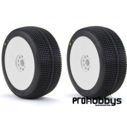 Ruedas AKA 1:8 BUGGY ZIPPS (SOFT - LONG WEAR) montada llanta blanca
