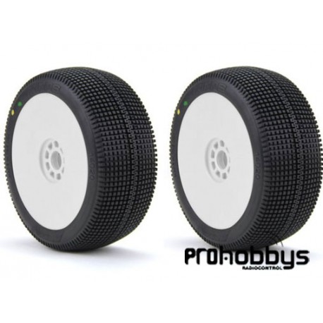 Ruedas AKA 1:8 BUGGY ZIPPS (SOFT - LONG WEAR) montada llanta blanca