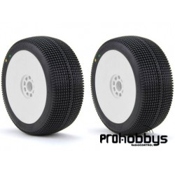 Ruedas AKA 1:8 BUGGY ZIPS (MEDIUM - LONG WEAR) montada llanta blanca