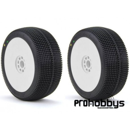Ruedas AKA 1:8 BUGGY ZIPS (MEDIUM - LONG WEAR) montada llanta blanca