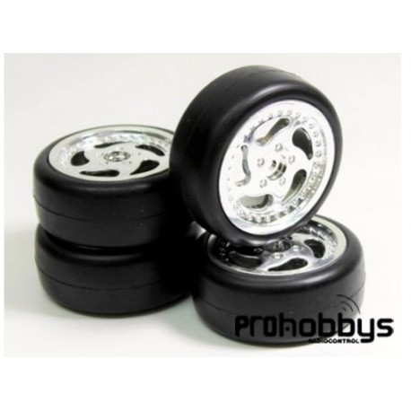 Ruedas Onroad 1/10 Slick "Throwing Star llanta cromada (4uds)