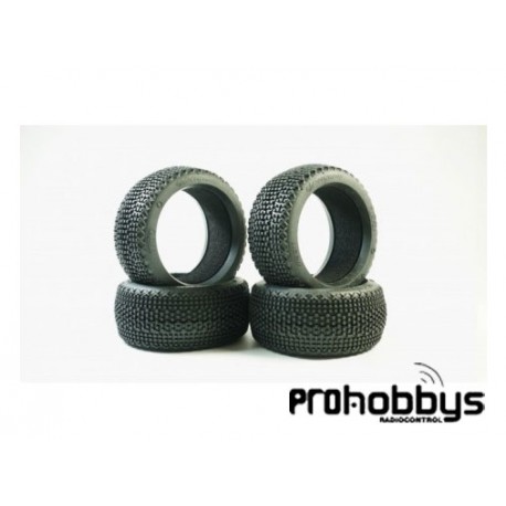 Neumáticos TPRO 1/8 TT KeyLock competición T3 SOFT con mousse (DESPEGADOS)