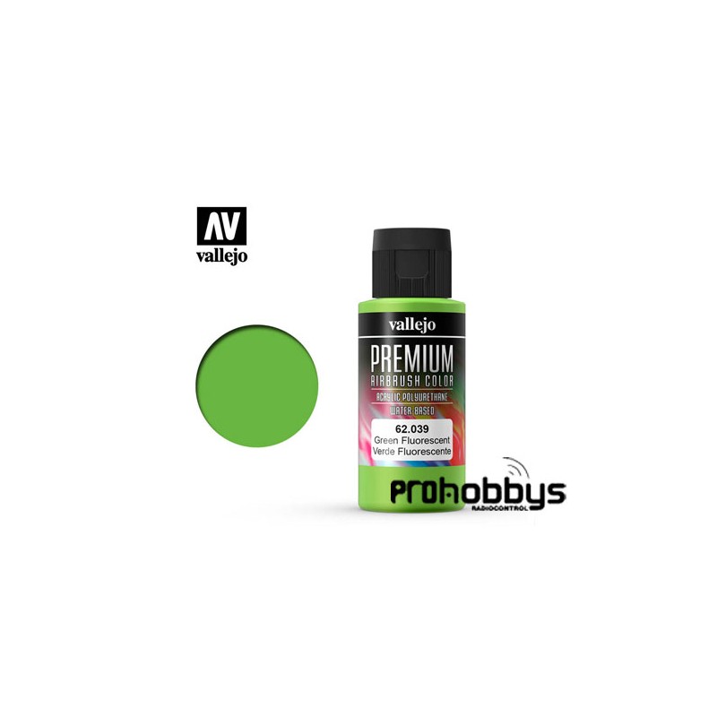 Vallejo 62.039 - Premium Airbrush Color Fluorescent Green - 60ml