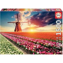 Puzle de 1500 piezas paisaje de tulipanes Educa