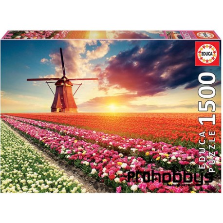 Puzle de 1500 piezas paisaje de tulipanes Educa