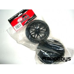 Neumático completo con llanta 1/10 Buggy (2 uds) Blackbull