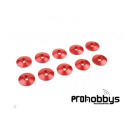 Arandela cónica aluminio M3 de cabeza semiesférica roja (10 uds) Team Corally