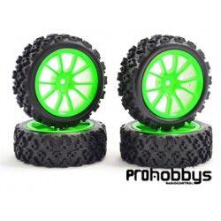 Ruedas Rally 1/10 10 radios Verdes 4ud. Fastrax