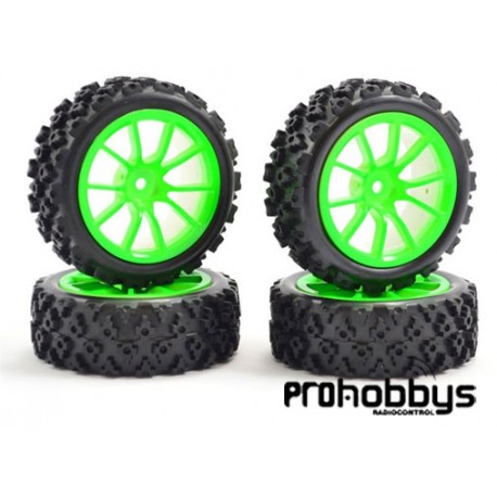 Ruedas Rally 1/10 10 radios Verdes 4ud. Fastrax
