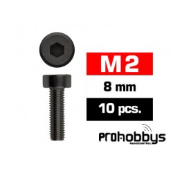 Tornillos M2x8mm Cilíndricos Negros Ultimate Racing (10)