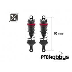 Amortiguadores de aluminio BIG BORE de 195 mm con diámetro de 16 mm + 3 resortes (duros/medianos/suaves) 1/8