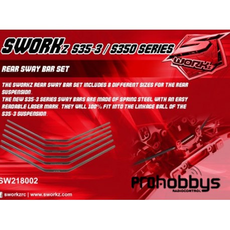 SWORKz Rear Sway Bar Set (2.4/2.5/2.6/2.7/2.8/3.0mm)