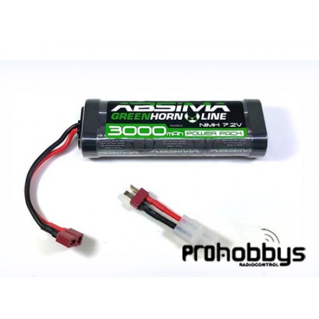 Batería NiMH Stick Pack 7.2V 3000 (T-Plug + Adaptador tamiya) - Absima