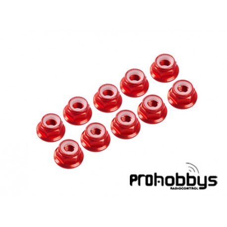Autoblocante Alu. M3 Flanged Rojo (10u.)
