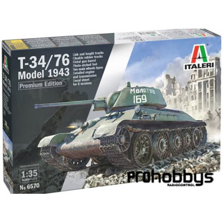 Maqueta de plástico Italeri Tanque T-34/76 Mod. 43 Premium Edition. Escala 1:35