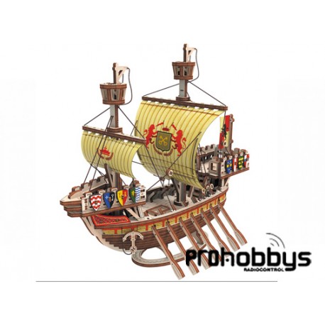 Kit de construcción de madera Mr. Playwood Barco León "Flying on the Waves" con 177 piezas.