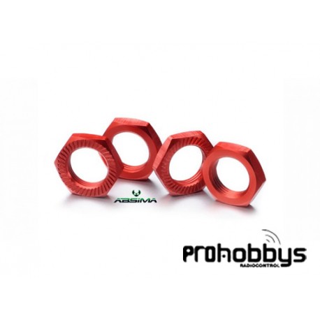 Tuercas Para Ruedas Coche RC 4 unidades Aluminio 17mm Rojas
