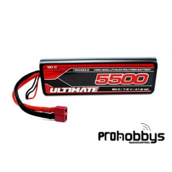 Batería de Lipo HV Stick 7.6v. 5500 mAh 60C con conexión de T-DEAN.